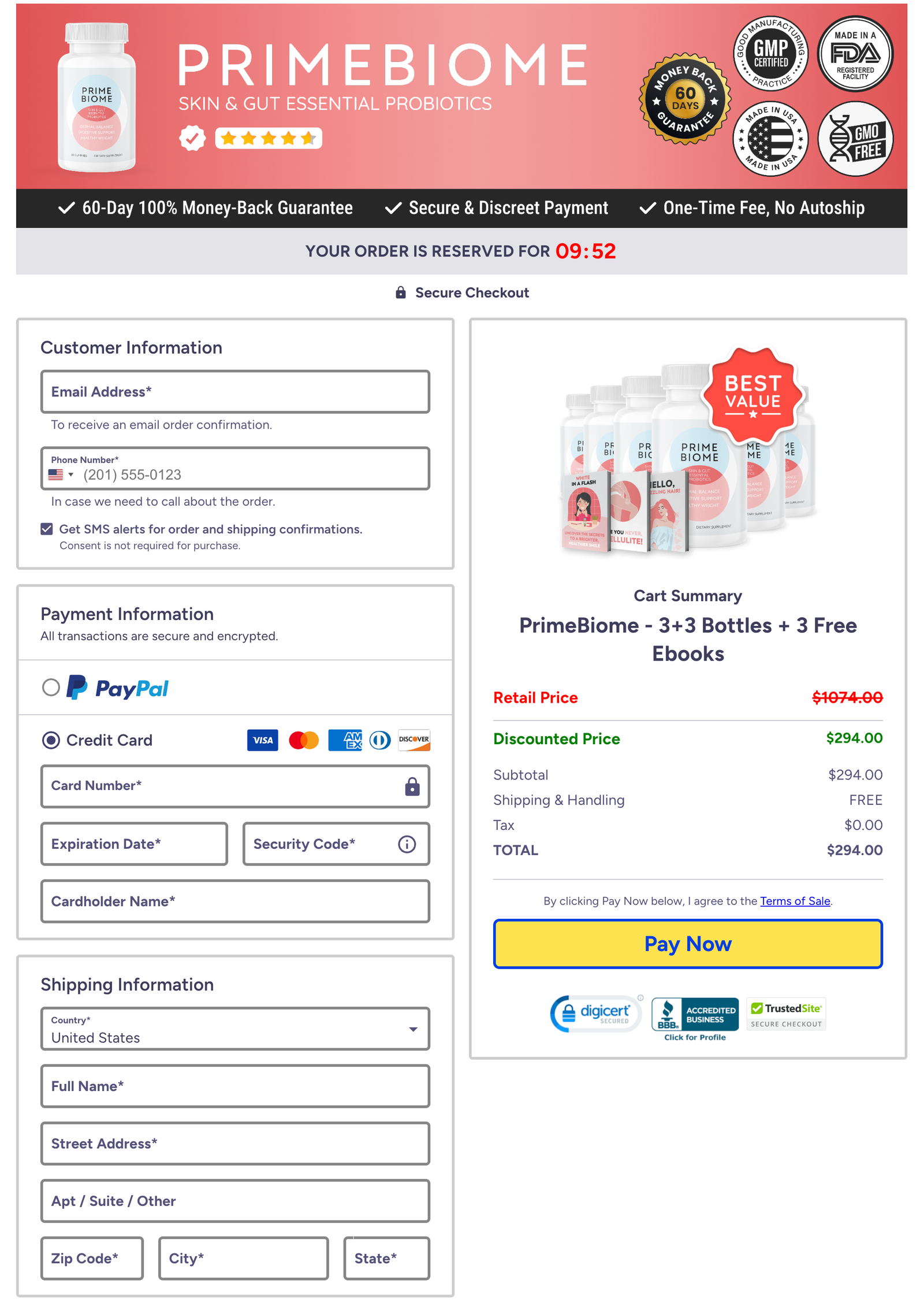 PrimeBiome Official Website Secure Order Page